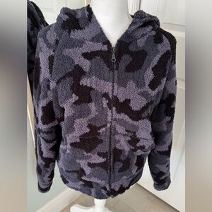 Barefoot Dreams | CozyChic Blue Camo Zip Hoodie Sweater Small